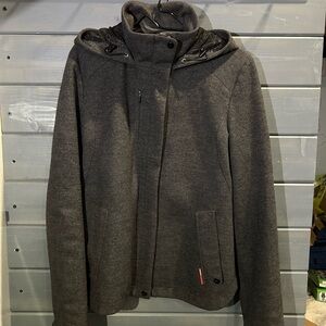 Icebreaker Charcoal Gray Hooded Merino Wool Jacket